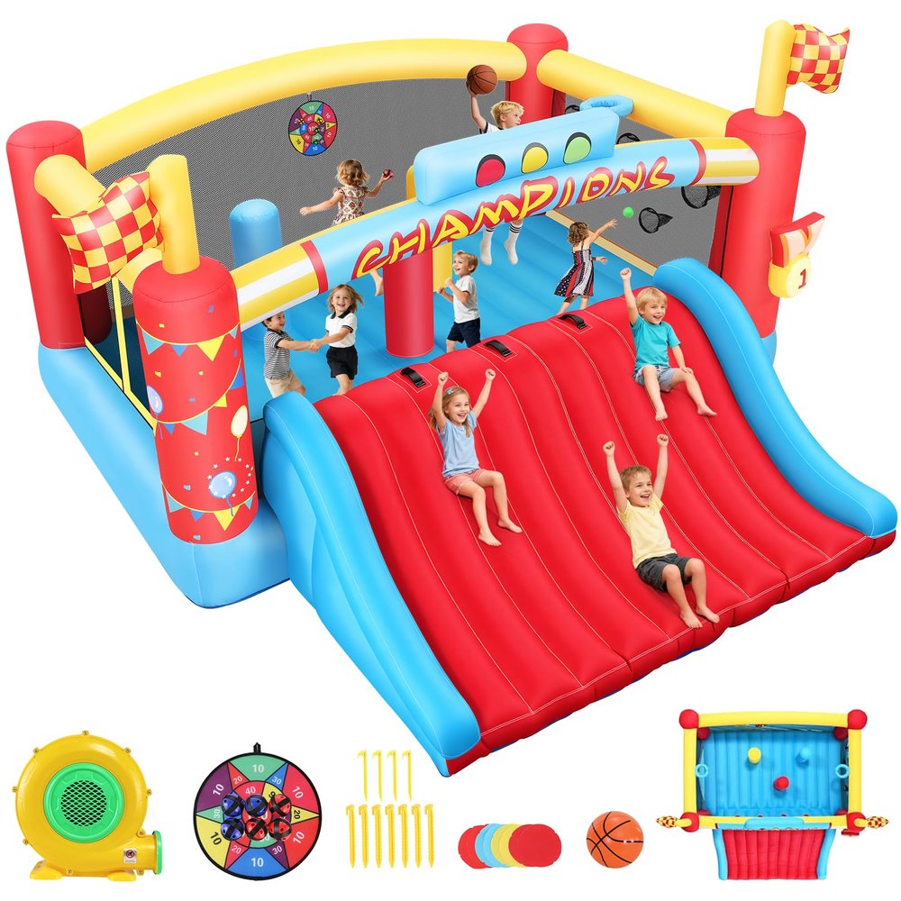 AKEYDIY Inflatable Bounce House,13.4ft x 13ft Kids Bouncy House with Extra Wide Slide&Climbing Wall, Bounce House for Big Kids 8-12,Outdoor/Indoor Kids Bouncy Castle for Holiday, 550W Blower Included