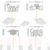 2026 Graduation Theme Cupcake Toppers Glitter Class of 2026 Graduation Cap Diploma Cupcake Picks - Set of 24 (Silver2) view 3