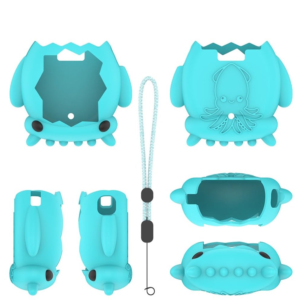Cartoon Protective Case for Tamagotchi Paradise Game Console Protective Cover with Lanyard, Silicone Protective Case (Aqua)