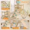 Indoor Jungle Gym,6-in-1 Wooden Kids Climbing Toys with Slide,Climbing Rock,Climbing Net,Ladder,Rest Area & Circle Labyrinth  Montessori Indoor Playground Climber Set for Toddlers and Kids view 3