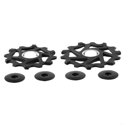 12T+14T Ceramic Bearing Rear Derailleur Pulley Wheel Set for AXS, Compatible with 9/10/11 Speed Chains, Lightweight Resin Narrow Wide Pulleys, Black/Red/Blue/Gold/Green(Black)