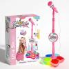 All in One Microphone Toy with Stand, 2026 New Kids Microphone with Music & Light, Speaker & Echo Effects, Adjustable Height, Christmas Birthday Gift (Pink) view 1
