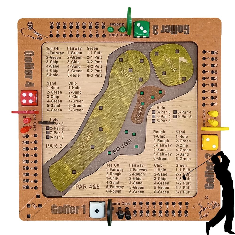 BPiYHUM Tabletop Dice Golf Game, Wooden Dice Golf Board Game for Desktop Play, Mini Golfs Table Games Strategy Set for Family Games Night, Portable Golfs Set for Adults and Friends