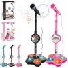 Multifunctional Microphone Children's Music Toy, Karaoke Machine Toy with Light, Star Kids Mini Karaoke Microphone with Stand,with Speaker and Sparkling Light Show LED, Music Play for Kids (B) view 1