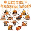 14Pcs March Basketball Party Decorations Basketball LET THE MADNESS BEGIN Banner Hanging Swirls March College Ball Games Sport Theme Party Supplies