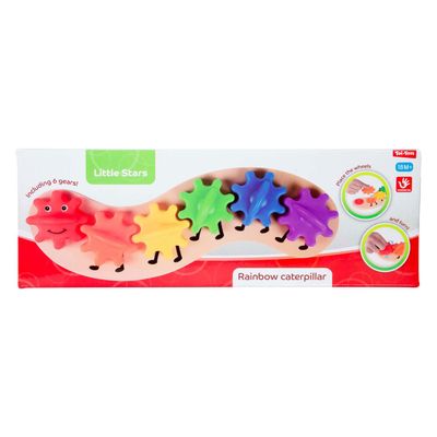 Toi-Toys Wooden Toy Caterpillar with Rotating Gears Rainbow