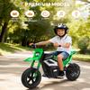 24V Ride on Motorcycle for Kids, 350w Kids Motorcycle, 13.67MPH Max Speed, Mini Dirt Bike with Rear Wheel Suspension, Music, 12 Miles Range, Twist Grip Throttle, Leather Seats, Green view 4