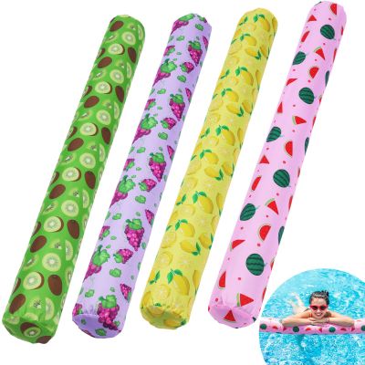 Tasdurian 4 Set Large Pool Noodles for Adult, 55'' Inflatable Fabric Covered Swimming Noodles for Floating Blow up Swim Floats for Adults Summer Vacation Party Beach Pool Toy