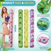 Tasdurian 4 Set Large Pool Noodles for Adult, 55'' Inflatable Fabric Covered Swimming Noodles for Floating Blow up Swim Floats for Adults Summer Vacation Party Beach Pool Toy view 2