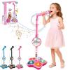 Multifunctional Microphone Children's Music Toy, Karaoke Machine Toy with Light, Star Kids Mini Karaoke Microphone with Stand,with Speaker and Sparkling Light Show LED, Music Play for Kids (Pink) view 1