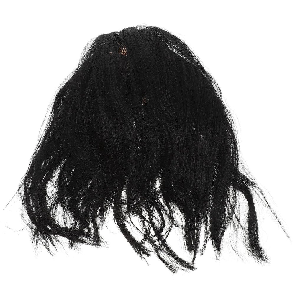 Gogogmee Bald Man Wig with Long Black Hair Party Hairpiece for Men Halloween Cosplay Masquerade Costume Accessory