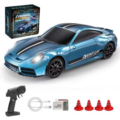 1/43 Scale 2.4G Full-Proportional Mini Electric RC Drift Racing Car Model with LED Lights (Gyro Version/Blue)