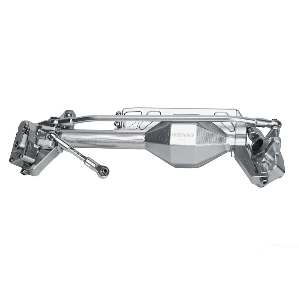 BeaxTurbo Racing Upgrades Parts CNC Aluminum7075 Front Axle housing& Steering Links Kitwith an Aluminum Cover(Does not Contain Internal Transmission Components) for Axial AXP8 Gilamon1/8 Silver
