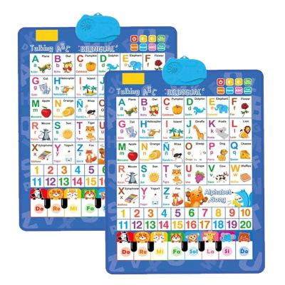 Bilingual Talking Wall Chart for Kids,English and Spanish Wall Chart for Kids,Talking English Learning Board for Children 3+ (Blue+Blue)