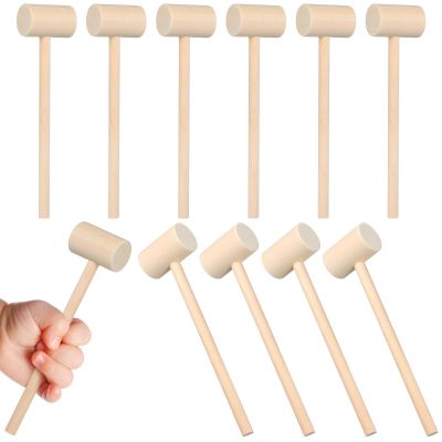 STOBOK 12pcs Wooden Mallet Hammer Set, Mini Wood Hammer Pounding Tool for Indoor and Outdoor Use