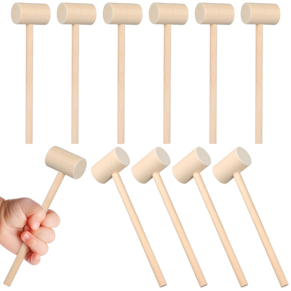STOBOK 12pcs Wooden Mallet Hammer Set, Mini Wood Hammer Pounding Tool for Indoor and Outdoor Use