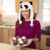 BCOATH Plush Panda Headwear Dress Up Accessory for Winter Warm Party Hat Funny Animal Character Headgear view 3