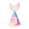BCOATH Mermaid Tail Birthday Hat for Infants, Rainbow Gradient Sequined Crown Party Hat, 3-Year-Old  Birthday Headwear Supplies view 1