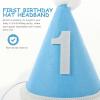 BCOATH 1St Birthday Hat Blue Felt Party Headband Birthday Decoration Photo Prop for Boys Celebration view 3