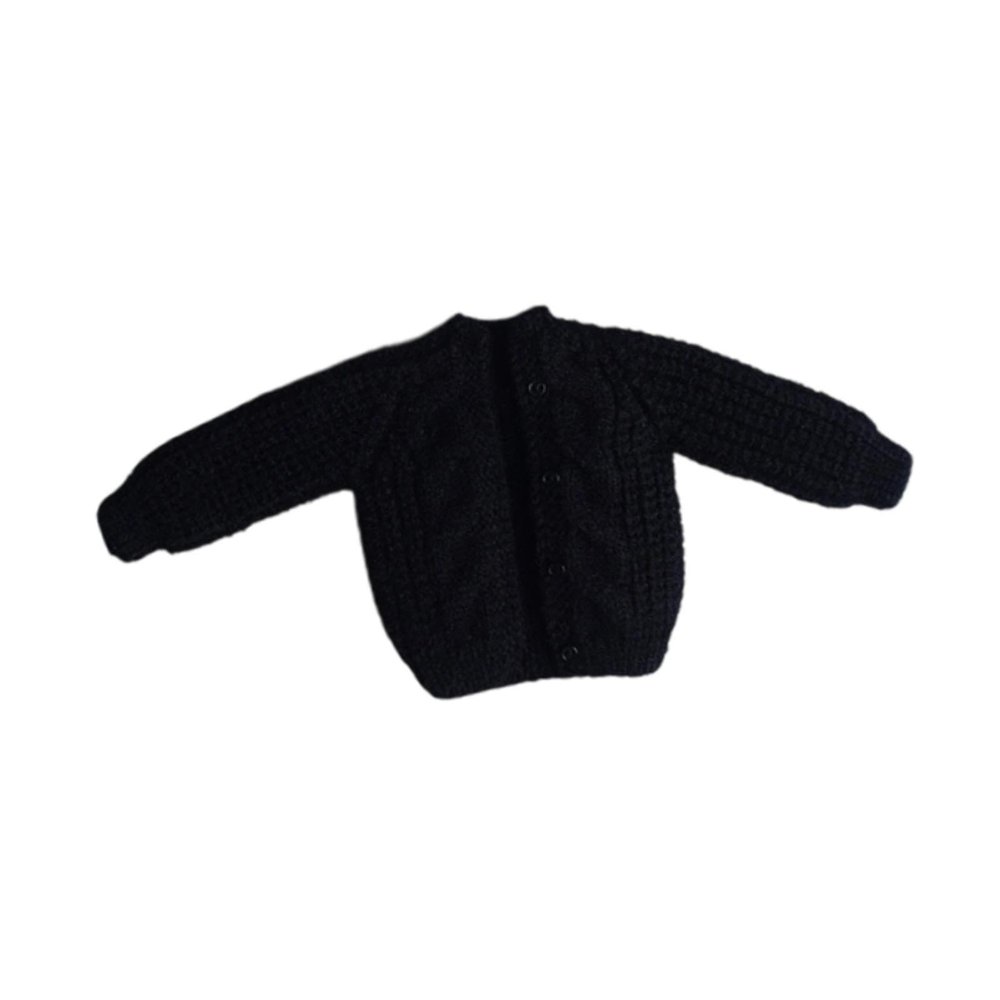1/12 Scale Doll Clothes Handmade Fashion Sweater Cardigan Miniature Clothing for 6 inch Action Figures- Black
