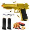 Deluxe Manual Shell Ejecting Toy Gun - Metallic Gold with Orange Tip, Complete Set with Foam Darts, Shells, Mags & Goggles, Realistic Action for Ages 14+ view 1