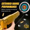 Deluxe Manual Shell Ejecting Toy Gun - Metallic Gold with Orange Tip, Complete Set with Foam Darts, Shells, Mags & Goggles, Realistic Action for Ages 14+ view 2