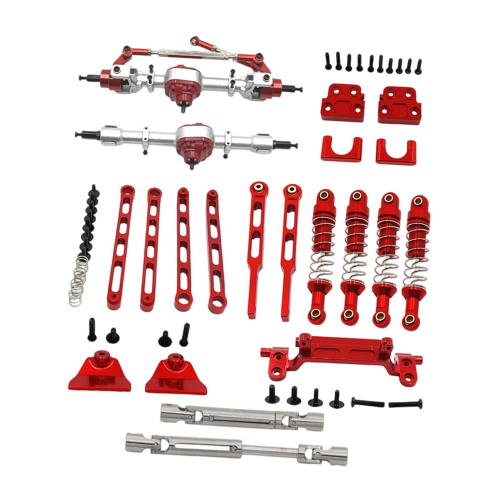 1/12 Scale RC Car Axle Set Pull Rods Link Rods Shock Absorbers for MN82 MN82T RC Vehicles- Red