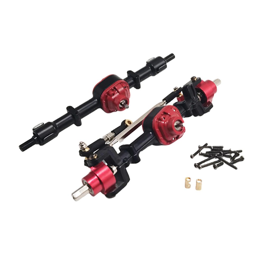 1/12 RC Car Front and Rear Axle Set Sturdy Spare Parts Accessories Modification Replace Parts for MN78 MN82 Model Cars- Black