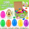 200 PCS 3.1" Fillable Easter Eggs Bulk with 6 Surprise Golden Eggs, Colorful Plastic Easter Egg Empty for Easter Egg Hunt Party Favors Kids Easter Basket Stuffers Fillers Classroom Prizes for Boy Girl view 2