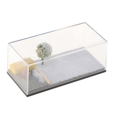 1/64 Scale Model Car Display Case with Parking Scene Diorama, Dustproof Acrylic Cover for Diecast Vehicles and Tiny Figures (4.72x2.28x1.93inch)- Winter Scene