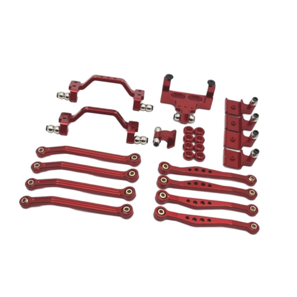 1/16 RC Upgrade Kit Steering Link Mount for C64 Model Truck DIY Parts - Steering Link Assembly & Mount for 1/16 Scale Truck Modification- Red