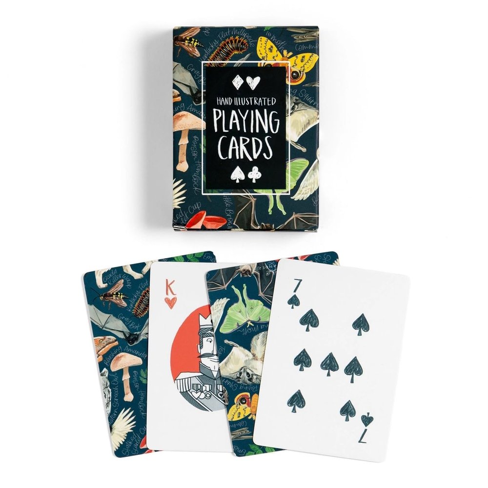 1Canoe2 Deck of Playing Cards, Single Card Deck, 52 Playing Cards Plus Jokers, Custom Art Nature Themed Cards for Game Night, Travel, Beach, Camping (Midnight Flora and Fauna)