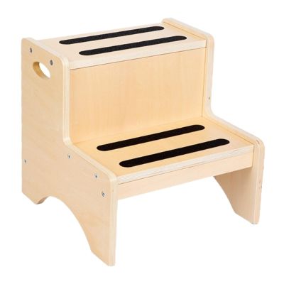 2 Step Stool for Kids Bathroom Non Slip Multifunctional Easy to Clean Sturdy Lightweight Bedside Step Stool 13.39x13.39x12.99 inch- Wood