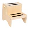 2 Step Stool for Kids Bathroom Non Slip Multifunctional Easy to Clean Sturdy Lightweight Bedside Step Stool 13.39x13.39x12.99 inch- Wood view 2