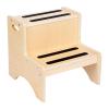 2 Step Stool for Kids Bathroom Non Slip Multifunctional Easy to Clean Sturdy Lightweight Bedside Step Stool 13.39x13.39x12.99 inch- Wood view 3