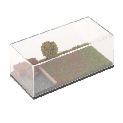 1/64 Scale Model Car Display Case with Parking Scene Diorama, Dustproof Acrylic Cover for Diecast Vehicles and Tiny Figures (4.72x2.28x1.93inch)- Spring Scene