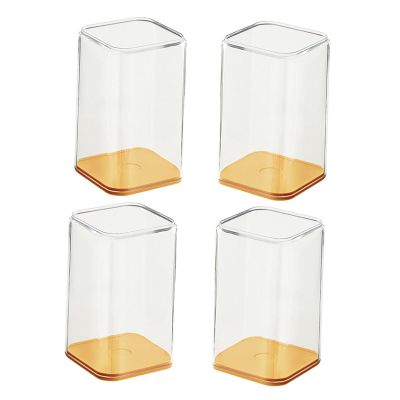 4X Clear Display Case Storage Organizer Dustproof Doll Display Stand Showcase for Collectibles 5.28x3.15x3.15inch- Yellow