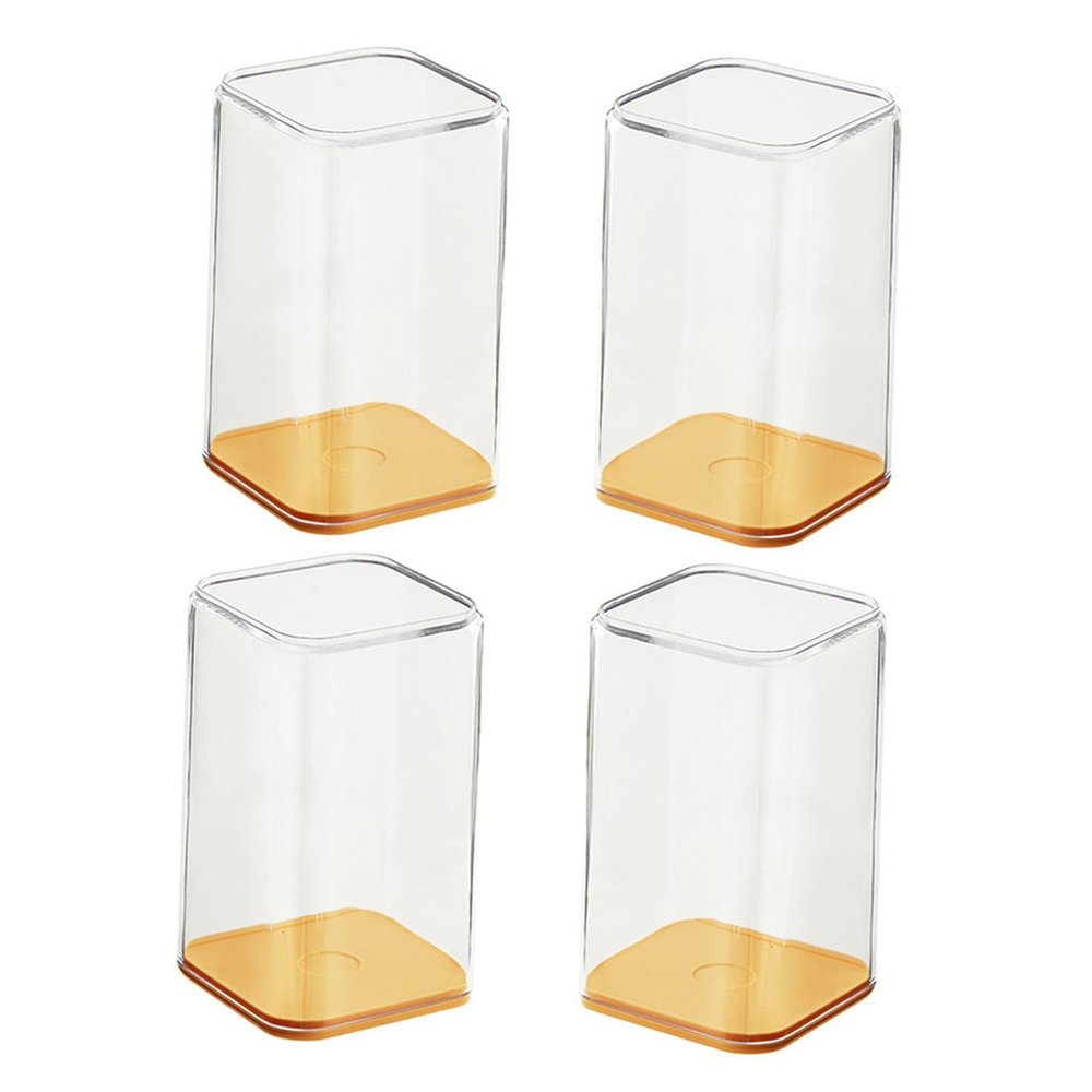 4X Clear Display Case Storage Organizer Dustproof Doll Display Stand Showcase for Collectibles 5.28x3.15x3.15inch- Yellow