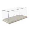 1/24 Scale Diecast Car Display Case with Clear PVC Cover, Wooden and PU Leather Display Stand for Collectible Alloy Model Cars- White view 3