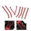 1/24 RC Car Chassis Link Rod, Aluminum Alloy Pull Rods for LWB 133.7mm Axial SCX24, High Accuracy Wear Resistant Chassis Links Set with 7 Accessories, Ideal Replacement for RC Car (Red) view 2