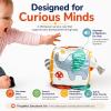 Autumn Bliss Co Baby Activity Cube Toy 8-in-1 for Babies 6-12 Months | Montessori Sensory Cube with Mirror, Teether, Crinkle Textures & Fine Motor Activities | Soft Busy Cube Toy for Toddler view 3