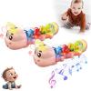 Caterpillar Design Crawling Toy, Interactive Motor Skills Toys with Light & Music Musical Light Up, Early Learning Crawling Companion, Birthday Gifts for Boys and Girl (Pink 2Pcs) view 1