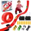 Flexible Race Car Track for Kids - Upgrade One Flex Track 16 Ft with Suction Cups & Loop for Ages 3 & Up Classic Red Double Long Rolls Up Portable(Red) view 1