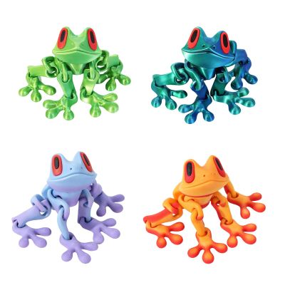 4 PCS 3D Printed Frog Fridge, Vibrant Gradient Colors for Refrigerator Decor, Playful Frog for Home and Office, Frogs with Movable Joints