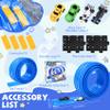 Flexible Race Car Track for Kids - Upgrade One Flex Track 16 Ft with Suction Cups & Loop for Ages 3 & Up Classic Blue Double Long Rolls Up Portable(Blue) view 2