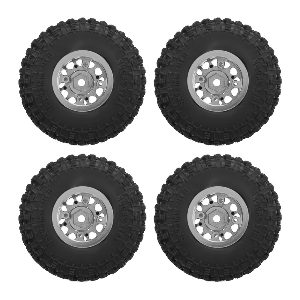 1/18 RC Car Tires, WearResistant RC Wheels and Tires, Direct Replacement, Better Grip, 4Pcs for Car (Silver)