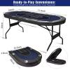 71"Foldable Poker for 8 Player , Blackjack Texas Holdem Table with Padded Rails and Stainless Steel Cup Holders Heavy-Duty Stee Frame Portable for Home Games Portable Folding Card Board Game Table view 2