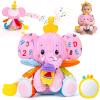 Baby Girl Toys 0-6 6-12 Months, Sensory Musical Toddler Toy for 3 4 5 6 7 8 9+ Months, Pink Elephant Plush Infant Toy with Teether, Crinkle, Rattle Baby Mirror for Tummy Time Newborn view 1