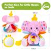 Baby Girl Toys 0-6 6-12 Months, Sensory Musical Toddler Toy for 3 4 5 6 7 8 9+ Months, Pink Elephant Plush Infant Toy with Teether, Crinkle, Rattle Baby Mirror for Tummy Time Newborn view 2