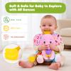 Baby Girl Toys 0-6 6-12 Months, Sensory Musical Toddler Toy for 3 4 5 6 7 8 9+ Months, Pink Elephant Plush Infant Toy with Teether, Crinkle, Rattle Baby Mirror for Tummy Time Newborn view 3